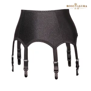Amazon Hot Sale Oil Shine Suspender Belts Shiny Wrap Skirt Garter Belt for Thigh-highs Adjustable Hook & Eye Rosesakura 8383