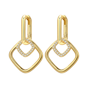 Pendientes/argollas cuadrados de doble capa de latón blanco, estilo francés, de alta gama, originales y de nicho, para mujer, ¡los más vendidos! - Product Image 6