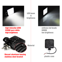 Lampe de travail étanche à LED, 4 pouces, 48W, 12V, 24V, Spot carré, lampe de travail pour véhicule tout-terrain, 4x4, remorque, moto, voiture, camion, SUV