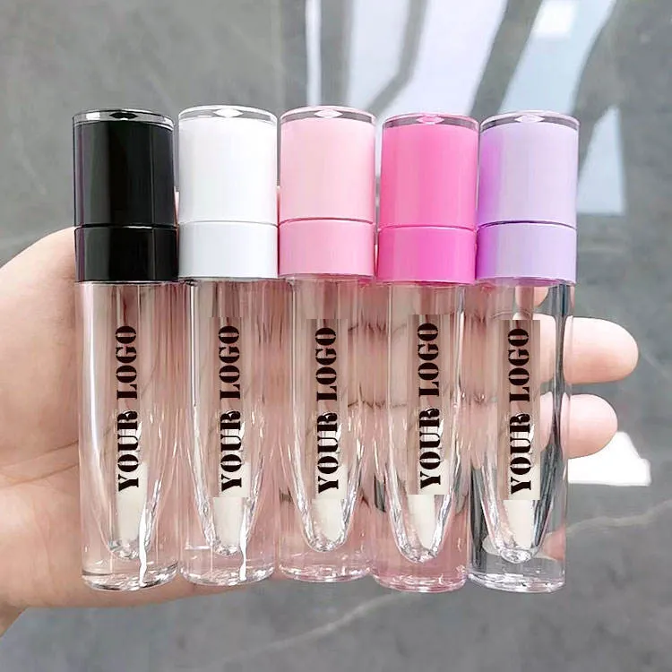 6ml einzigartige rosa rosa lila weiß schwarz Lip gloss Tuben benutzer definierte Logo klar leere Lip gloss Tuben