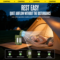 Lanterne de camping Brightenlux 3 en 1 avec ventilateur et lampe torche, rechargeable par USB-C, IP44, lumière latérale 7,5H, laser blanc 300m, mode clignotant