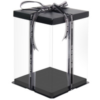 Boîtes à gâteaux rondes en plastique transparent recyclable de 12x12 pouces, boîte cadeau pour ours en fleurs de 8 pouces
