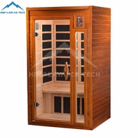 Sauna infrarouge lointain de luxe pour 1 personne - Faible EMF, bois de pruche, éclairage chromothérapie, prêt à l'emploi 120V pour spas et bien-être