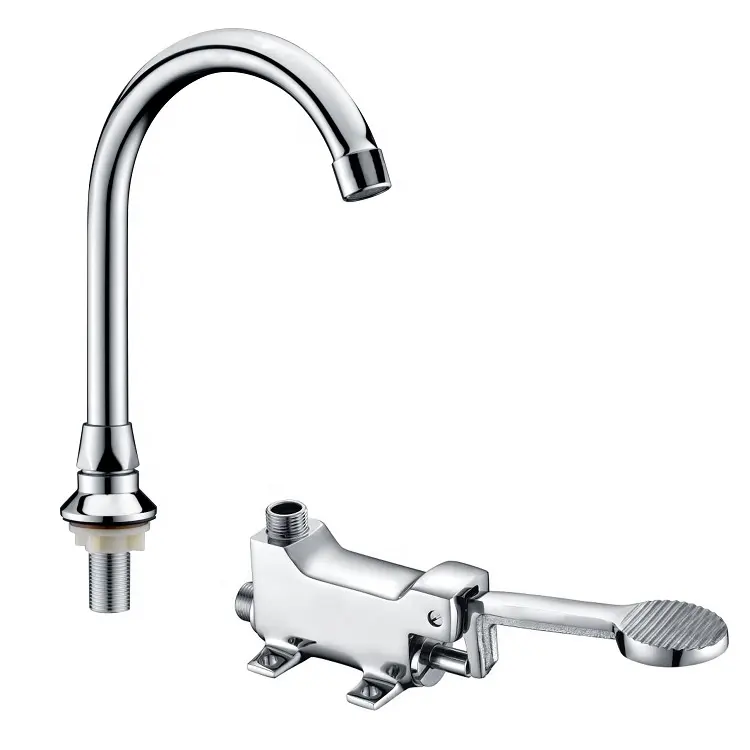 Deck mounted cold water hands free control faucets operated pedal valve foot faucet for sinks
