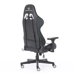 Cadeira ergonômica para jogos de corrida em couro PU preto