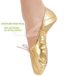 Zapatillas de Ballet de Piel Sintética para Mujer, Color Dorado, para Principiantes, Disfraz de Ballet - Product Image 3