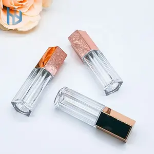 Golddeckel Sechseck Metall Lipgloss-Rohr 5 ml niedriges MOQ Lager gesichtsmasken Nagellack Öl Make-up-Werkzeuge Flüssigkeitslagerung Zylinder Beschriftung