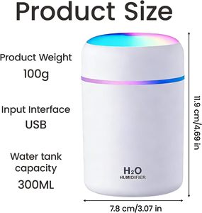 Новый портативный ультразвуковой увлажнитель-распылитель H2O с LED-подсветкой, 300 мл, двойное распыление, аромадиффузор для эфирных масел, для автомобиля, USB (модель 2026 года) - Product Image 2