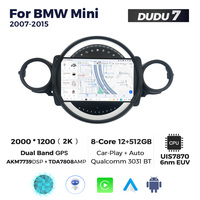 Mekede DUDU6 DUDU7 12 + 512GB Autoradio Android pour BMW Mini 2007-2015 multimédia pour voiture 2K HD QLED écran