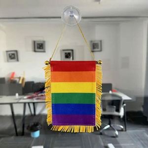 ธงมินิเกย์ไพรด์แบบสองด้านสำหรับตกแต่งกระจกมองหลังรถยนต์ พร้อมถ้วยดูด - Product Image 5