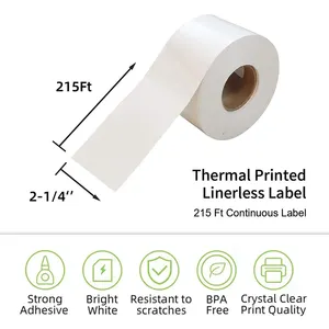 Liner Less Sticky Paper Roll Self Adhesive Label Roll Strong Adhesive Liner Less Price Tag Custom Paper Sticker Supermarket