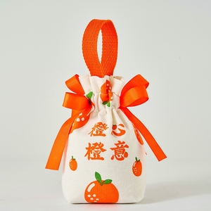 Luxury Boutique Canvas <b>Drawstring</b> <b>Bag</b> with Ribbon Handle Customized Printed Wedding Candy Jewelry Packaging Pouch - Product Image 2