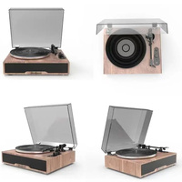 Tocadiscos Multi Vinilo, Reproductor de Discos LP, Gramófono, Fonógrafo, Tocadiscos Mecánico Nostálgico de Madera Completamente Funcional