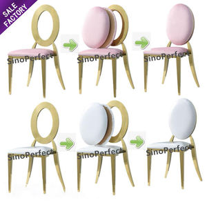 Produit populaire Meubles d'hôtel Chaises de mariage empilables en acier inoxydable avec dossier rond Design tendance - Product Image 1