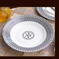 Série Déco : Assiettes à steak, tasses à café, soucoupes et mugs en céramique à motifs géométriques de style européen/nordique pour la maison et les desserts