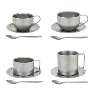 180-280ml Vintage in metallo smerigliato Set di tazze da caffè in acciaio inossidabile per uso alimentare - Product Image 3