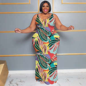 Vestido de verano 2023 <span class=keywords><strong>ropa</strong></span> de talla grande <span class=keywords><strong>ropa</strong></span> de mujer sin mangas recto estampado Floral extra Maxi vestido - Product Image 6