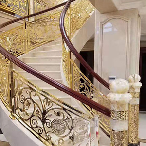 درابزين درج فيلا فاخر مطلي بالنحاس والتيتانيوم، درابزين درج حلزوني دوار للفنادق والفلل - Product Image 1