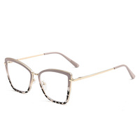 Nouvelles montures de lunettes œil-de-chat pour femmes, style européen et américain, monture complète, verres PC tendance, métalliques, inspirées d'Instagram