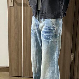 Pantalones Vaqueros de Pierna Recta Azul Deslavado 2025, Estilo Primavera-Otoño para Hombre, Estilo Americano de Calle, Corte Curvo, Ligeramente Acampanados - Product Image 6