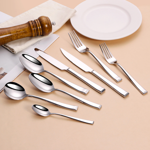 Chất Lượng Cao Đánh Bóng Cao Cấp 24Pcs Thép Không Gỉ Thiết Lập Dao Kéo Vuông Dày Xử Lý Dao Muỗng Nĩa Đám Cưới Nhà Hàng Dao Kéo - Product Image 3