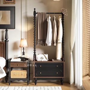 French Style Solid Wood Coat <b>Rack</b> With Storage Drawer Bedroom Freestanding <b>Clothes</b> <b>Rack</b> - Product Image 3