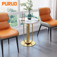 Table d'appoint décorative moderne et minimaliste en acier doré avec éclairage LED, vente chaude, fabricant de meubles en métal de Dongguan, table basse d'appoint