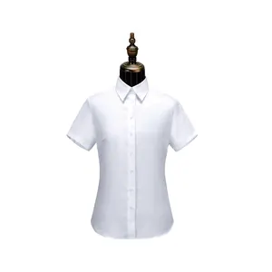 Plain white blouses and elegant short-sleeved blouses slim office ladies work clothes woman shirt formal shirt