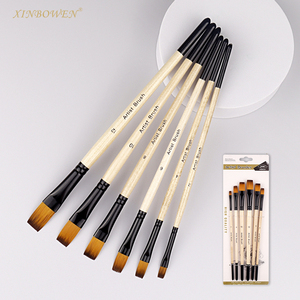 Xin Bowen - Juego de 6 Pinceles Profesionales de Nailon para Acuarela, Óleo y Acrílico, con Mangos de Madera para <span class=keywords><strong>Dibujo</strong></span> Artístico - Product Image 3