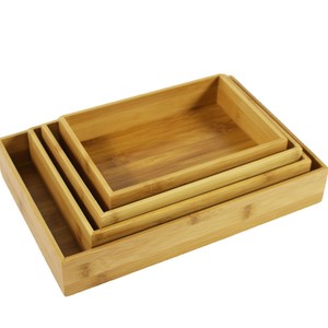 Bamboo <b>Storage</b> <b>Trays</b> Rectangle Set Of 3 Nesting Organizers For Desk Office Supplies Drawer Organization - Product Image 1
