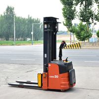 Gerbeur électrique 48V 1 tonne avec transpalette, batterie au plomb, déplaceur latéral, pneus pleins pour manutention en entrepôt