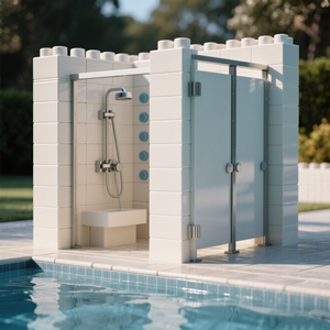 COBLOCKS personalizado ABS + Material UV, pared de partición, piscina de lujo al aire libre gigante bloque ducha, construcción al aire libre - Product Image 1