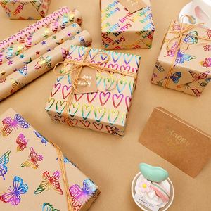 Vente en gros 80g anniversaire Holo estampage à chaud papier de soie 43*300cm cadeau luxe emballage personnalisé rouleau de papier d'emballage - Product Image 5