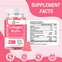 Gummies de collagène et biotine en gros, marque privée OEM, avec vitamines C et E, suppléments pour la hydratation des cheveux, de la peau et des ongles, et le soutien des articulations
