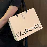 Sac shopping en papier personnalisé avec poignée en ruban tissé, logo imprimé, sac cadeau pour l'emballage de vêtements