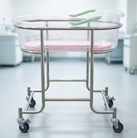 Lit d'hôpital pour bébé en acier inoxydable Hochey Medical, chariot pour nourrissons, berceau pour nouveau-nés avec roues silencieuses pour le service de maternité