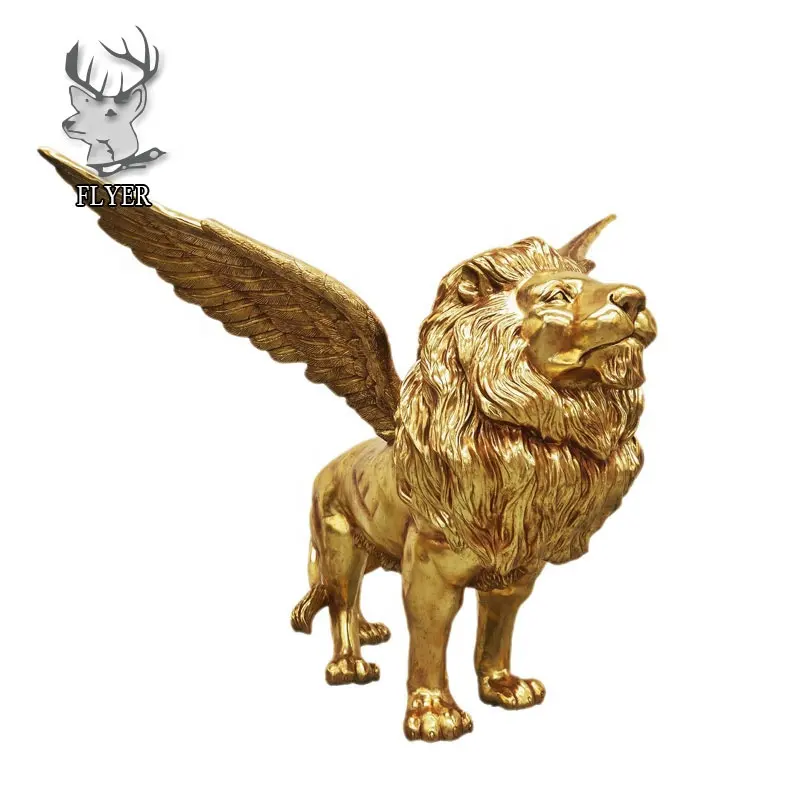 Kustom Patung Singa Perunggu Bersayap Kualitas Tinggi Patung Singa Perunggu Cor untuk Dijual