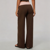 GH Wholesale Leggings évasés brossés pour femme, taille haute, avec ceinture contrastante, effet ventre plat et rehaussement des fesses, pour le yoga
