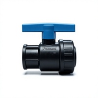 Vanne à boisseau sphérique double union en PP (2 po, 2,5 po, 3 po) PN10, extrémité à emboîtement, joint EPDM, vanne en plastique noir pour applications hydrauliques