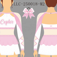 Uniforme de cheerleading professionnel OEM avec manches en tissu, dos ouvert, strass, logo gratuit et bandeau.