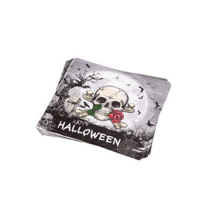 LOT DE 12 NAPPELS EN PAPIER TÉMOIGNAGE DE SANG D'Halloween, MOTIF CRANIALE, 16,5X16,5CM - Product Image 1