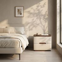 Table de chevet moderne haut de gamme de luxe pour chambre à coucher, en bois, minimaliste, créative, avec 2 tiroirs, écologique et durable