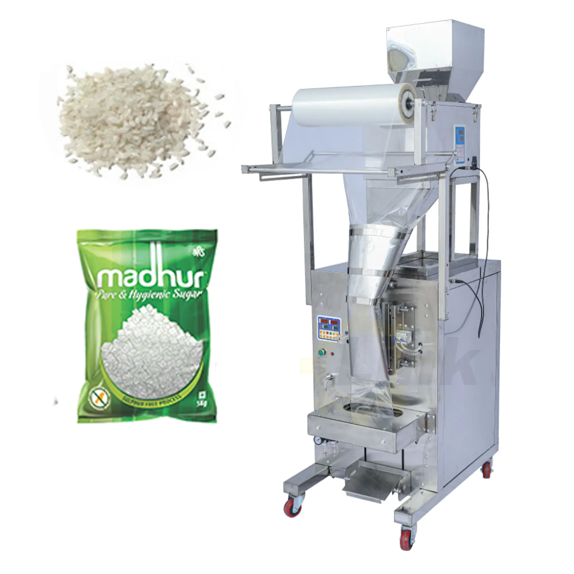 Ensacheuse verticale automatique de sel et de sucre de riz machine de remplissage de sacs de céréales de grains de riz 1kg 5kg machine d'emballage de sucre