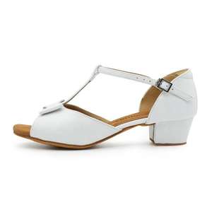 Zapatos de Baile de Salón para Niñas con Logotipo Personalizado, Zapatos de Baile Latinos para Niñas con Tacón Bajo, Suaves y Blancos, OEM ODM - Product Image 2
