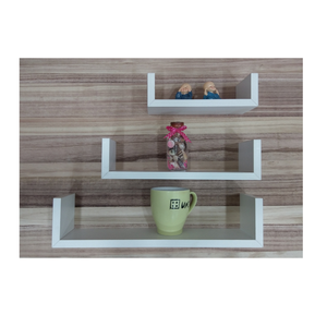 Juego de estantes montados en la pared en forma de U de madera maciza para decoración del hogar americano de 3 estantes de pared flotantes con muebles de esquina para sala de estar - Product Image 1