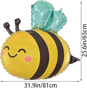 Cute Cartoon Bee Foil <b>Balloons</b>, Shiny Metallic Mylar <b>Balloons</b> for Kids Bee Themed Birthday & Gender Reveal Party <b>Decor</b> - Product Image 2