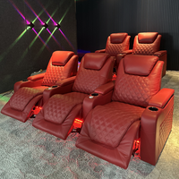 Luxus Diamant stich 3-Sitzer Heimkino Möbel Leder Liege Villa Media Room Functional Movie Studio Kino Sofa Set