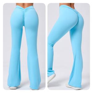 Pantalones de yoga <span class=keywords><strong>Acampanados</strong></span> para mujer, <span class=keywords><strong>leggings</strong></span> de entrenamiento con espalda en V, venta al por mayor personalizada, pantalones <span class=keywords><strong>acampanados</strong></span> para mujer - Product Image 6