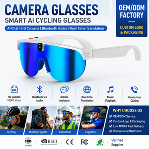 Lunettes de soleil sportives intelligentes avec caméra 800W, vidéo 1080P, étanches IPX-5, contrôle tactile, chargement magnétique, assistant IA, lecteur de musique, téléphone - Product Image 1