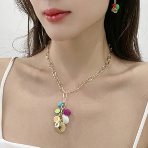 <span class=keywords><strong>Fimo</strong></span>-<span class=keywords><strong>abalorios</strong></span> de frutas tropicales e íconos, collar de cuentas de Color frutal, Gargantilla hecha a mano, 2022 - Product Image 2